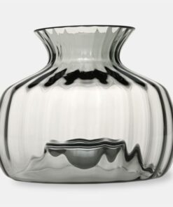 Glass vase, hand formed, thick clear glass, round, modern, beautiful