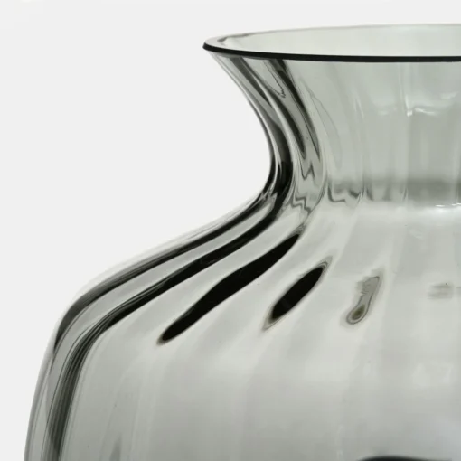 Glass vase, hand formed, thick clear glass, round, modern, unique