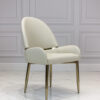 Dining chair on gold frame, contoured white eco leather seat, modern style