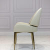 Dining chair on gold frame, contoured white eco leather seat, modern style, exclusive