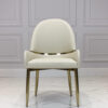 Dining chair on gold frame, contoured white eco leather seat, modern style, contemporary