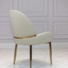 Dining chair on a gold frame, contoured white eco leather seat, modern style, beautiful