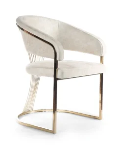 CHAIR with armrests, gold base, cream seat, glamour style