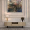 RTV BOARD with rounded shape, ash wood body, marble top, modern style, beautiful