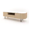 RTV CABINET with rounded shape, ash wood body, marble top, modern style, unique