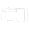COFFEE TABLE SET in travertine and oak veneer, round, modern style, dimensions