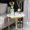 HELP TABLE round, marble top, gold legs, glamour style, white