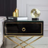 NIGHT CUPBOARD with black body on gold metal legs in modern style, exclusive