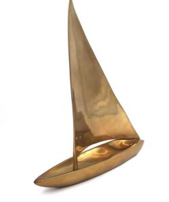 DECORATION FIGURINE sailboat, aluminum, gold, for gift