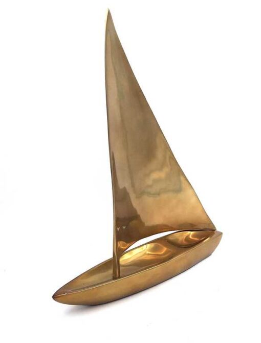 DECORATION FIGURINE sailboat, aluminum, gold, for gift