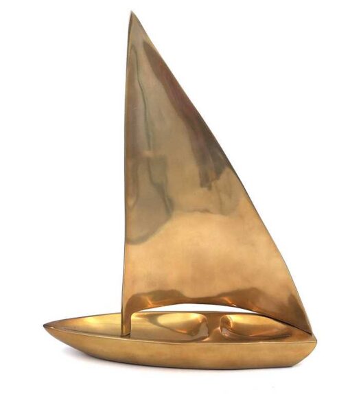 DECORATION FIGURINE sailboat, aluminum, gold, for gift, unique