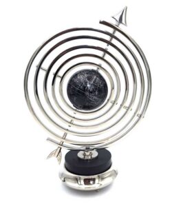 DECORATIVE FIGURE astrolabe with globe, silver and black, modern style