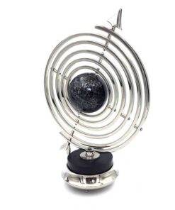 DECORATIVE FIGURE astrolabe with globe, silver and black, modern style, beautiful.