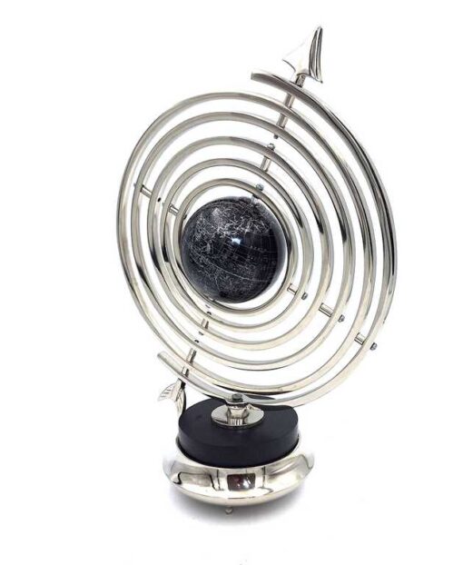 DECORATIVE FIGURE astrolabe with globe, silver and black, modern style, beautiful.