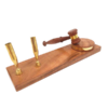 DECORATIVE FIGURE wooden gavel on base with pen stand, gift for lawyer, exclusive