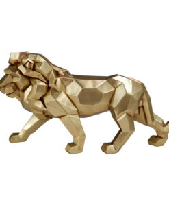 DECORATIVE FIGURE large golden lion, geometric shapes, modern glamour