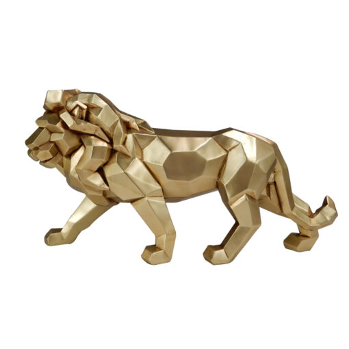 DECORATIVE FIGURE large golden lion, geometric shapes, modern glamour