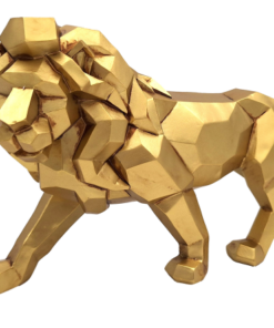 DECORATIVE FIGURE large golden lion, geometric shapes, modern glamour, beautiful