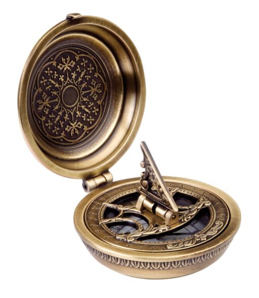 DECORATIVE FIGURE brass compass with sundial, perfect for a gift