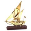 DECORATIVE FIGURE brass ship on wooden base, modern nautical style