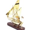 DECORATIVE FIGURE brass ship on wooden base, modern, nautical style, unique