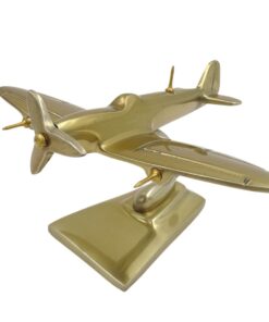 DECORATIVE FIGURE Spitfire airplane, aluminum, gold color, modern style