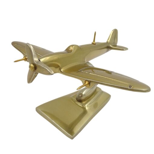 DECORATIVE FIGURE Spitfire airplane, aluminum, gold color, modern style