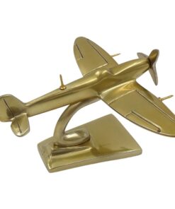 DECORATIVE FIGURE Spitfire airplane, aluminum, gold color, modern style, elegant