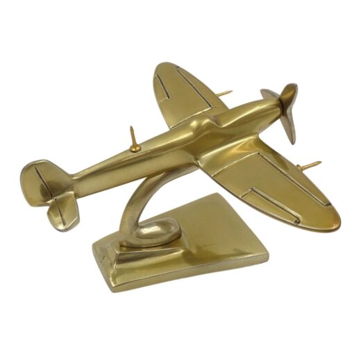 DECORATIVE FIGURE Spitfire airplane, aluminum, gold color, modern style, elegant