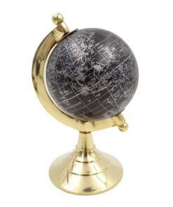 DECORATIVE GLOBUS with gold base and black and silver map, modern style