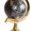 DECORATIVE GLOBUS with gold base and black and silver map, modern style, beautiful