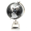 ORNAMENTAL GLOBUS on silver base, black and silver map, modern style