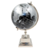 ORNAMENTAL GLOBUS on silver base, black and silver map, modern style, elegant