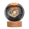 DECORATION BALL illuminated, with milky way inside, wooden base