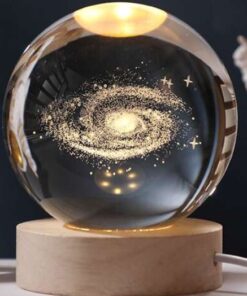 DECORATION BALL illuminated, with milk road inside, wooden base, beautiful