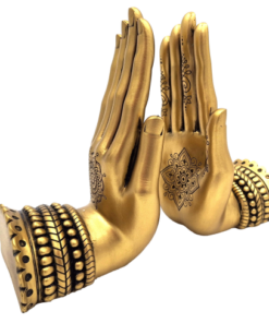 BOOK PRIMER in the shape of hands decorated with Buddhist patterns, gold color, set of 2 pieces, beautiful