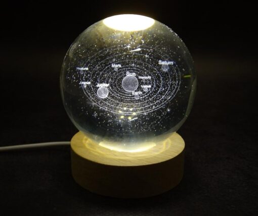 LIGHTED sphere with solar system inside, modern style decoration, for gift