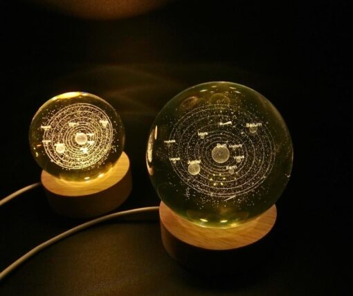 LIGHTED BALL with solar system inside, decoration in modern style, unique