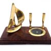 Desk SET on wooden base, gold pen stand, yacht and compass, nautical gift, elegant